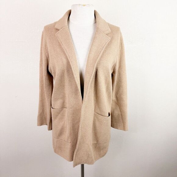 J. Crew Wool Blend Beige Sweater Cardigan Medium - Picture 1 of 10